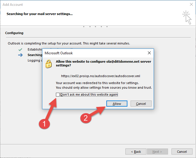 recommended account settings for outlook 2013