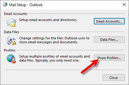 Show Outlook profiles