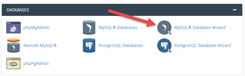 MySQL database Wizard icon in cPanel