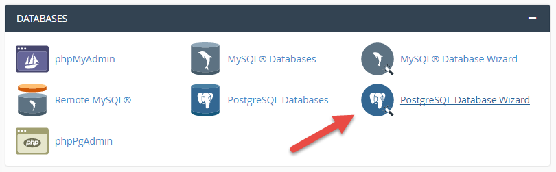 PostgreSQL Wizard icon in cPanel