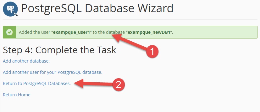 Completed adding user to PostgreSQL database