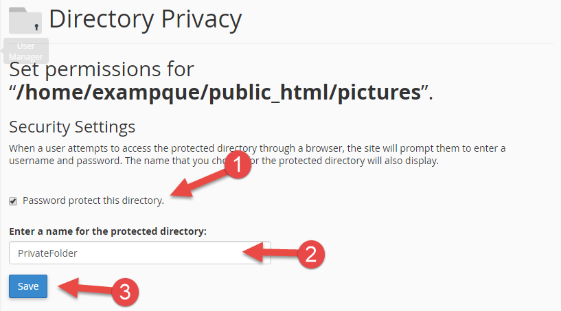 cpanel how to create a password protected folder