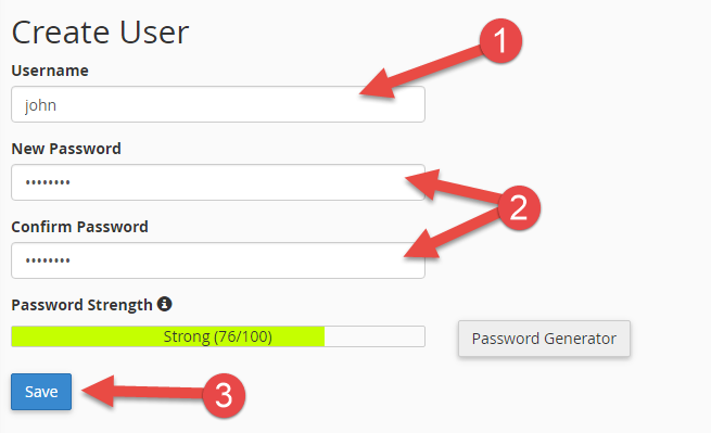 Create user for password protected folder in cPanel