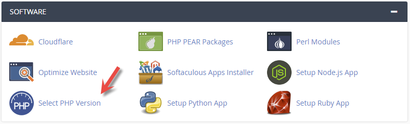 Click Select PHP Version in cPanel
