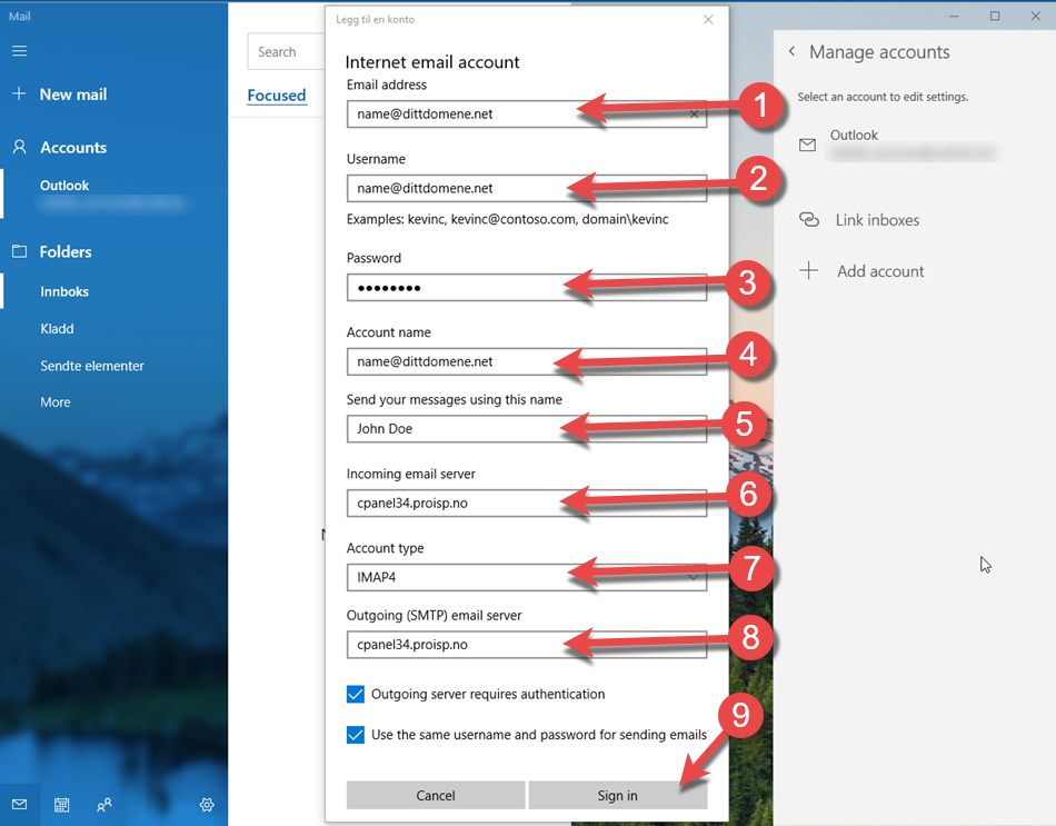 Setup email account in Windows 10 mail - PRO ISP