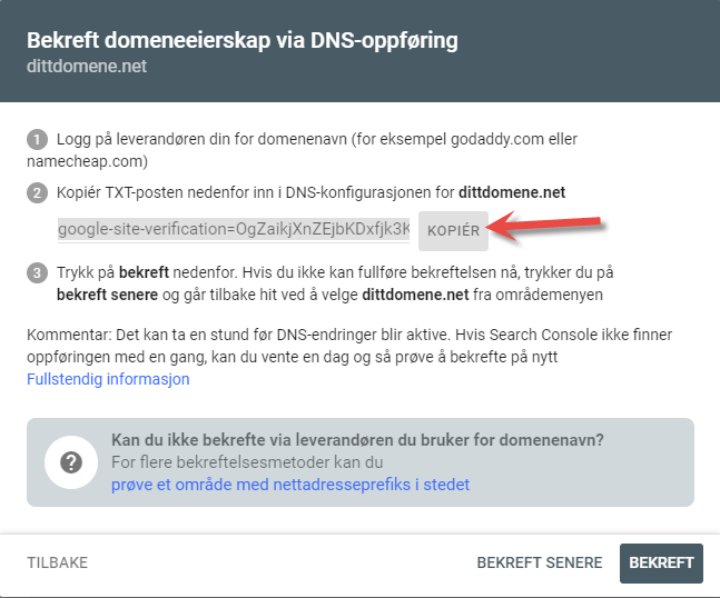 Google verifiseringskode