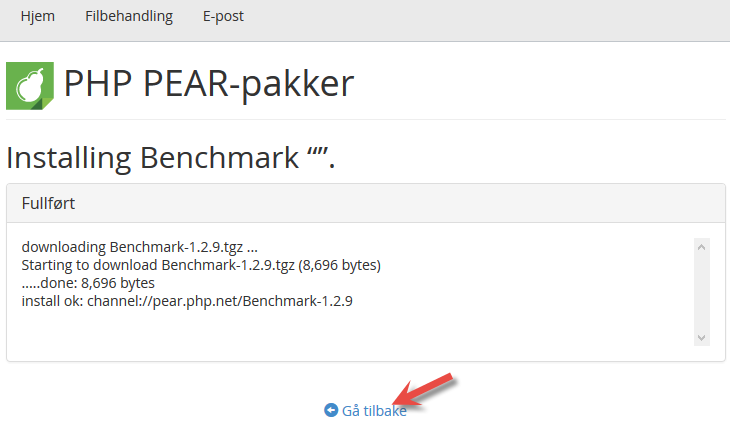 PHP PEAR pakke som installeres i cPanel