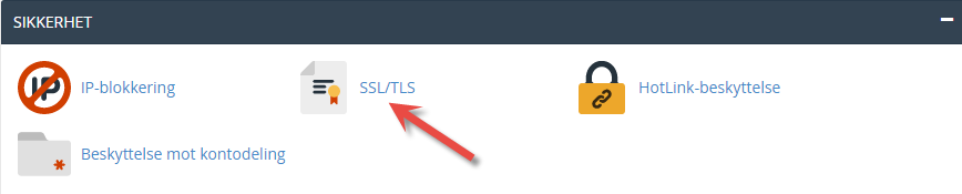 Find SSL/TLS icon in cPanel
