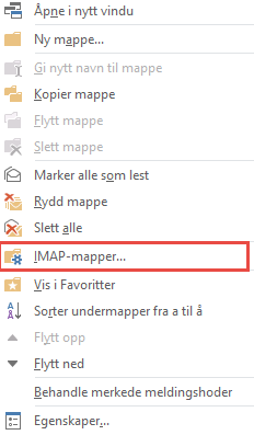 Velg IMAP mapper