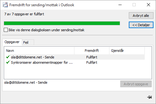 test account setup - Outlook 2010